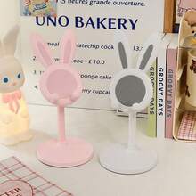 Cute Rabbit - Style Telescopic Phone Stand: Adjustable Height & Multi - Angle Tilt, White Aesthetic, Stable Circular Base, Compatible With All Cell Phones, Ideal For Home Office Desk Setup, Watching Videos, Browsing - Cute Gift For Bunny Enthusiasts Compatible With IPhone, Android Phone, Gift For Birthday, Family, Friends Phone Holder Phone Accessories - 白色 - 查看 4
