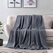 Elegant Comfort 1pc Soft Waffle Weave Throw Blanket , Lightweight Summer Blanket For Hot Sleepers, Full, Queen, King, Twin, And Twin XL Size Bed Breathable Cozy Warm Woven Textured Blankets For Couch, Bed, Sofa, Home Décor, Christmas Decorations Gifts, Cozy Winter Styles, Holiday Décor - 灰色 - 查看 3