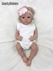 Bettie Doll head 1 and 4 18 Inch Cute Reborn Bettie Girl Soft Vinyl Hand Painted Lifelike Newborn Doll With Rooted Hair Headband Random - Vinyl Girl - View 7