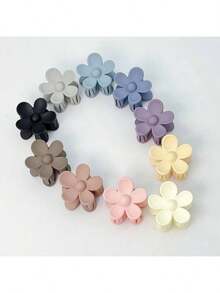 10pcs Colorful Flower Shaped Small Hair Clips, Matte Finish Pastel Tones, Suitable For Bangs & Flyaways, Daily Use Claw Clip Winter Hair Accessories - Multicolor - View 7