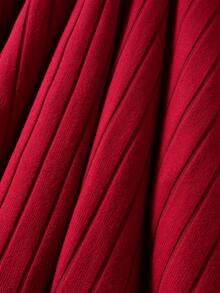 女童优雅蝴蝶结领长袖连衣裙，适合秋季休闲日常穿着 - 酒紅色 - 查看 9