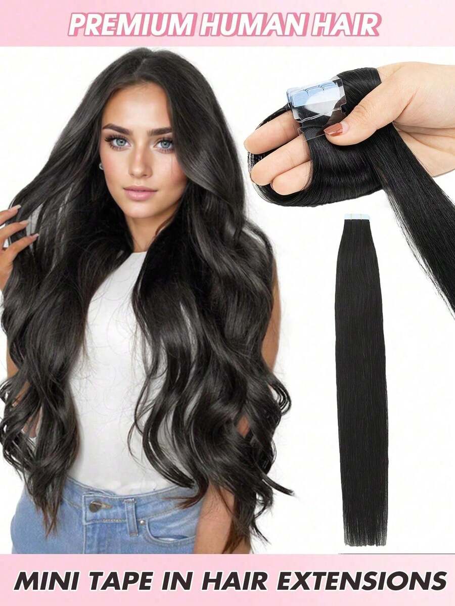 10 Pcs Mini Tape In Hair Extensions Human Hair Color 4/27 Chocolate Brown To Caramel Blonde 14-22 Inch Remy Human Hair Invisible Tape In Hair Extensions - S1 - View 1