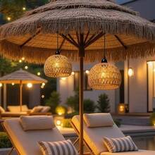 Battery Operated Hanging Outdoor Chandelier, Battery Power Pendant Light, Gazebo Lights Outdoor Waterproof, For Gazebo, Pergola, Porch, Patio, Indoor Outdoor Decor Lighting - Brown - View 9