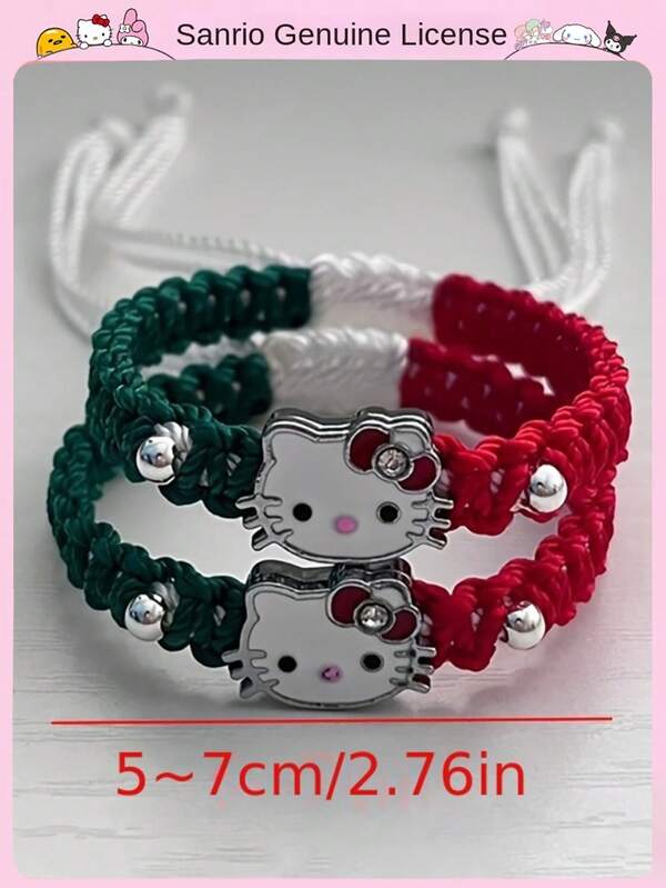 Sanrio 1 Stück [Hello Kitty gewebtes Armband] Gewebtes Seil Armband | Süßes & elegantes Tier-Motiv Design | Alltägliches Tragen & Verschenken | Valentinstag & Accessoire für alle Jahreszeiten