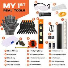 INCLY 95 PCS Real Tool Set Small Real Hand Tools Kit Construction Learning Tools Hammer Screwdriver For Home DIY Building And Woodworking Come With Tool Belt And Bag