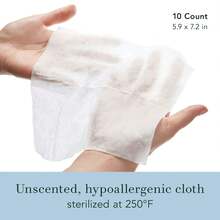 Organic Cotton Wipes - Body Cloth, Individually Wrapped, All Skin Types, Vegan, Cruelty-Free, Unscented (10 Count, Pack Of 2),25837823 - 黑色 - 查看 2