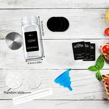12/24 piezas Caja de especias de plástico con tapa, Frasco de especias de 120ml con etiqueta y marcas, Caja de especias con tapa de botella de especias, Adecuado para estantes, gabinetes y cajones de especias.