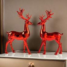 مجموعة ديكور رنة حمراء لامعة وإبداعية - 2 قطعة، ديكور فاخر من البلاستيك للعيد المجيد والهالوين في غرفة المعيشة والخزانة وديكور المنزل في فصل الخريف، زينة عيد الميلاد - رنة حمراء لامعة واقفة (قطعتان) - مشاهدة 4