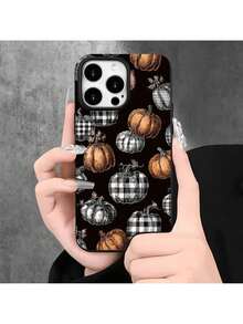 Vintage Kürbismuster Großes Loch Imitation Flüssige Handyhülle, kompatibel mit iPhone 16 Pro Max, 16, 15 Pro, 14, 14 Plus/14 Pro Max, 13, 13 Pro, 12 Pro, 11, 11 Pro, Pro Max Serie.Perfektes Geschenk für Geburtstage und Feiertage - Silber - Übersicht 8