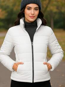 Chamarra Chaqueta de mujer con Peluche Interno - Blanco - Ver 3