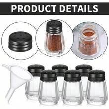 Potchen - 12 mini salero y pimentero en forma de cubeta, de 0.5 onzas, pequeño cubeta, de vidrio, con mini embudos de plástico, para bodas, cocinas, restaurantes, viajes, campamentos (dorado) : Hogar y Cocina - Negro - - Ver 6
