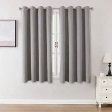 1/2 tấm rèm cản sáng vải lanh, có nhiều kích cỡ cho phòng ngủ, phòng khách, rạp hát tại nhà, phòng ăn, có dây buộc phía sau, màu xám nhạt - Màu Xám nhạt - Xem 30