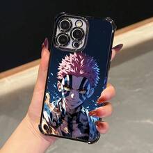 Funda de teléfono anti-caída de anime de batalla de sangre caliente, guerrero demonio, villano, para iPhone 17 Air 16 16e 15 14 13 12 Mini 11 Pro Max X XR XSMAX 8 7 e Plus, marco electrochapado, cubierta trasera transparente anti-caída, lujo de dibujos animados de alta gama - Mezcla de colores - Ver 9