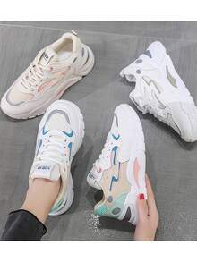 Lightweight, Breathable Mesh Women's Athletic Shoes With Height Increase, Thick Sole, For Dad, Leg Slimming, Running, Casual, Lightweight, Height Increase, Commuting. - 藍白色 - 查看 3