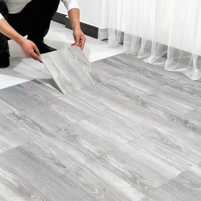 10/20/40pcs Luxury Wood Grain Self-Adhesive Floor Tiles, Waterproof And Anti-Fouling, Home Floor And Wall Renovation Decorative Floor And Wall Stickers, Easy To Install And Peel, Suitable For Bedroom, Living Room, Kitchen, Bathroom And Other Home Decor