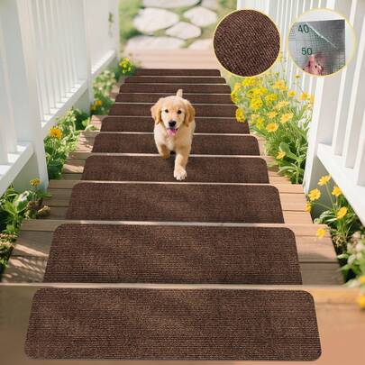 1/7/15 Outdoor Stair Treads, Non-Slip Stair Treads For Wooden Steps,Stair Runners For Wood Steps ,Durable Outdoor Stair Mat Non,Stair Treads Non Slip,Indoor And Outdoor Carpet For Stairs, Pet- Outdoor Stair Mat Non-Slip Anti-Scratch -With A Self-Adhesive Backing Stair Treads Reusable Adhesive Backing Prevent Stair Covering Mats From Moving-Stair Treads Easy Installation,1/4/7/8/15 Pcs