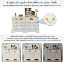 120*40*70cm Living Room Cabinet, Modern Chest Of Drawers With 6 Compartments, Width 120 Cm, Side Cabinet With LED Light Strip, Sideboard With Semi-Open Storage Space, Suitable For Hallways, Living Rooms, Offices, White - White - View 7