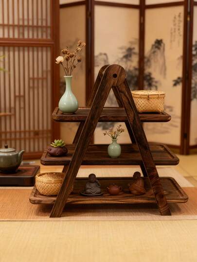 1 szt. Drewniany stojak na dekoracje świąteczne, odpowiedni do salonu, sypialni, jadalni, herbaciarni, kuchni, deserów, owoców, przekąsek, babeczek, prostokątnej tacki, odpowiedni na imprezę, urodziny, wesele, prezent świąteczny, dekorację na spotkanie