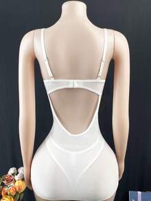 weiweihu Sexy See-Through Mesh Lace Pleated Bow High Slit Suspender Skirt 2-Piece Set  Lingerie Set  Lingerie For Women Halloween Costumes For Women Lenceria Sexy Para Mujer Halloween Costumes  Birthday Dresses For Women Christmas Gifts  Pijamas Navideñas Familia Thanksgiving Outfit Women  Christmas Lingerie  Christmas Pjs - 白色 - 查看 4
