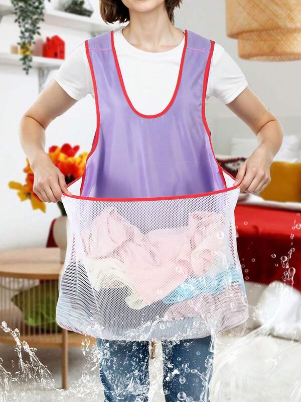 1pc Large Capacity Apron With Pockets - Sleeveless Design, Comfortable Shoulder Straps, Ideal For Gardening, Drying Clothes, And Harvesting Fruits & Vegetables, Vegetable Collecting Apron | Functional Apron | Practical Design Apron