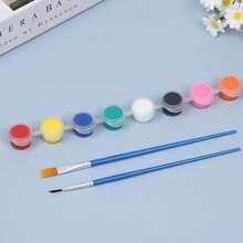 12色颜料+2支画笔，一套颜料，3/6/8色涂鸦绘画石膏娃娃绘画用品，创意艺术工艺派对礼物 - 彩色 - 查看 11