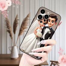 [Temporada de bodas] Funda de teléfono Apple con diseño de amor, resistente a impactos con protección para la cámara, compatible con iPhone 11/12/13/14/15/16 Pro Max/Plus - Negro - Ver 3