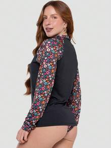 Women's Thermal Top UV Protection Long Sleeve Printed Beachwear Summer 031 - Màu Hồng Tươi - Xem 2