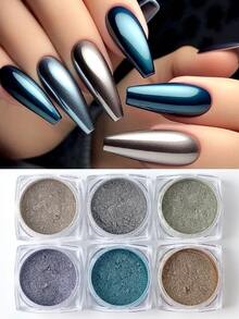 Polvo de uñas cromado, pigmento con efecto espejo metálico, polvo glitter espejo metálico para decoración de uñas, kit de manicura