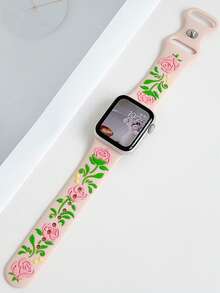 1pc Elegant 3D Embossed Colorful Rose Silicone Strap Strap Compatible With Apple Watch Band 38mm 40mm 41mm 42mm 44mm 45mm 49mm (S10 42)Mm (S10 46)Mm Women, Fashionable Soft Silicone Sports Band Compatible With Iwatch Series 11 Ultra 3 SE3 Ultra 2 S10 SE2 9 8 7 SE 6 5 4 3 2 1, Perfect Gift For Thanksgiving,Halloween,Birthdays,Valentine's Day Gift,For All Ages.