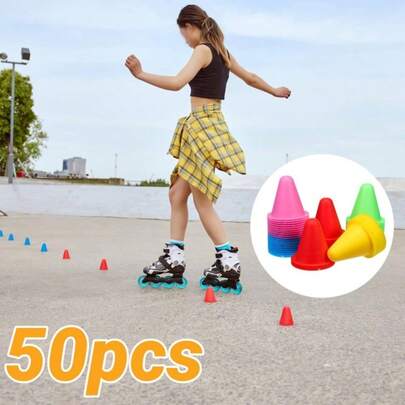 50 Pcs Mini Plastic Cones, Durable Material, Soccer Training Equipment, PE Supplies For Elementary, Dance Practice & Dance Teacher Supplies, Assorted Colors