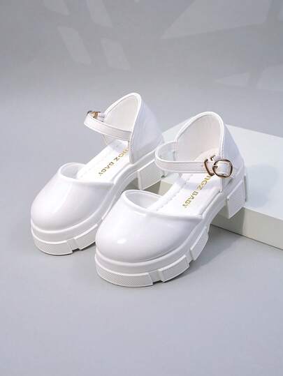 新款女童高跟鞋，复古风格儿童凉鞋，大童包头鞋，厚底漆皮女童黑色牛津鞋，英式幼儿学生平底鞋，春夏