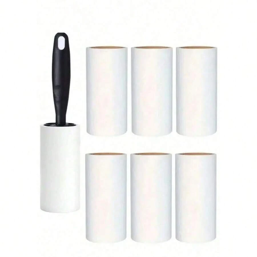 1/10个装宠物毛发去除粘性滚筒 - 特别适用于衣物、家具和地毯 - 轻松去除猫狗毛发