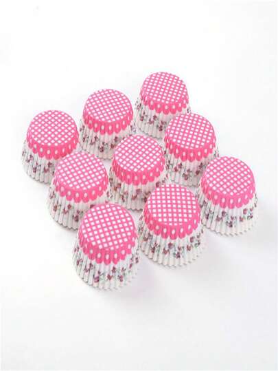 100pcs/Set Ditsy Floral Pattern Dessert Cupcake Liners, Grease-Proof Paper Cups For Birthday Party, Family Gathering