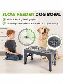Adjustable Dog Bowl - Raised Feeder For Medium/Large Dogs, Multi-Height Settings, Non-Slip Wide Base, Neck-Friendly Feeding Station - Multicolor - View 5