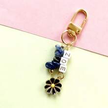 1pc Crystal Pendant Keychain, Pink Quartz/Amethyst/Yellow Quartz/Lapis Lazuli, Alloy Charm, Customizable Letter Bead, Christmas Gift/Birthday Gift/Personalized Gift - Crystal Pendant Keychain - View 27