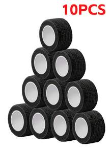 1pc/10pcs Elastic Self-Adhesive Athletic Tape, Breathable Adhesive Bandage Roll, Sports Tape, Elastic Bandage, Self-Adhesive Bandage for Sports, Finger & Ankle Support, Wrist/Knee/Elbow Protection (size: 2.5cm/1 inch) - Negro 10 piezas - Ver 5