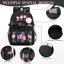 K-Pop D-Emon H-Unters Bag Outdoor Travel Backpack Double Shoulder Bag School Bag Laptop Bag Luggage Bag Men's And Women's The Same Style Backpack Durable And Wear Resistant Daily Travel Business Work Bag - 黑色 - 查看 4