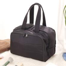 Multi-Pocket, Multi-Compartment Large-Capacity Cosmetic Bag Travel-Friendly Toiletries Organiser Holds Lipsticks, Cosmetics And Makeup Brushes - màu đen - Xem 2