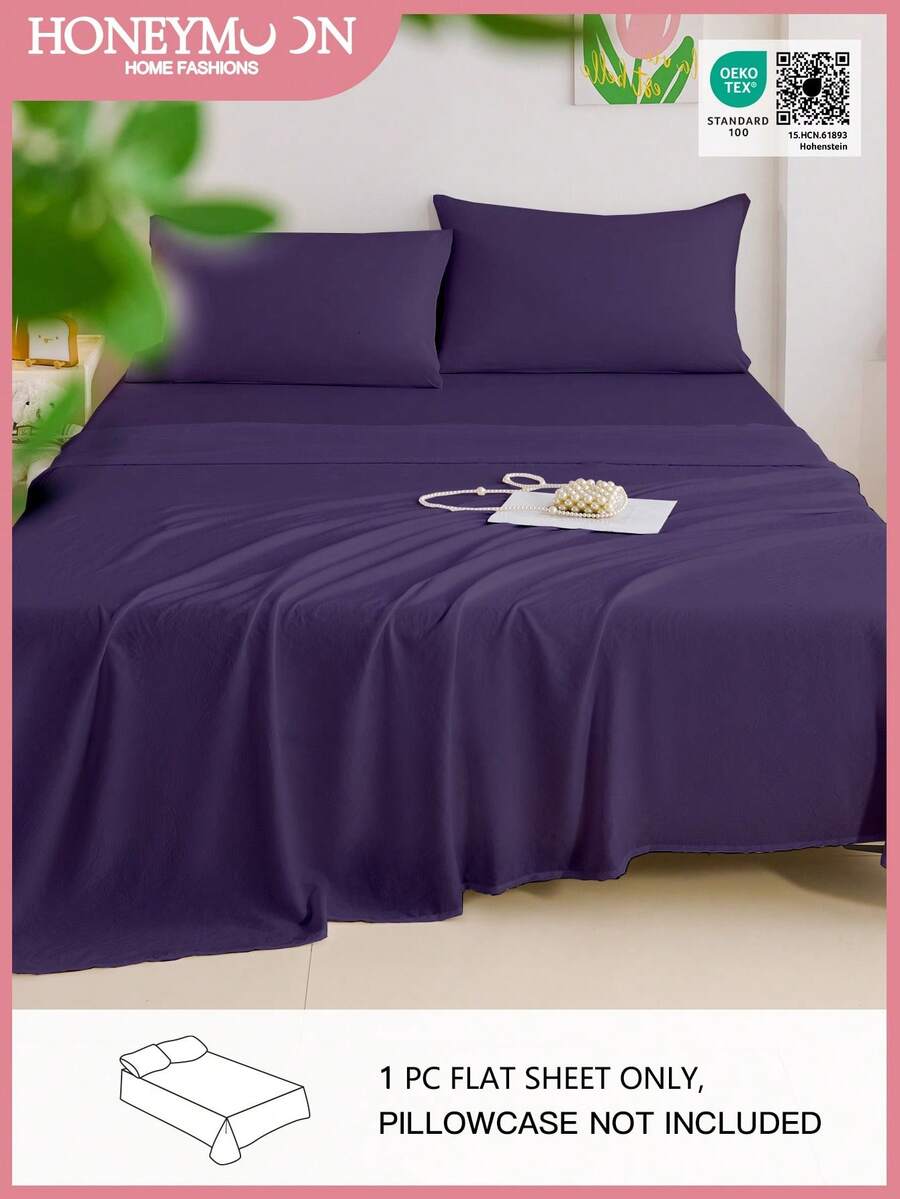 1pc Supersoft Plain Flat Sheet, Hotel Luxury 1500 Thread Count Flat Sheet, Wrinkle-Free, Stain-Resistant, Machine Washable, Home Bedding, School Bedding, Oeko-Tex Certified, Dark Purple - Dark Purple - View 1