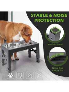 Adjustable Dog Bowl - Raised Feeder For Medium/Large Dogs, Multi-Height Settings, Non-Slip Wide Base, Neck-Friendly Feeding Station - Multicolor - View 10