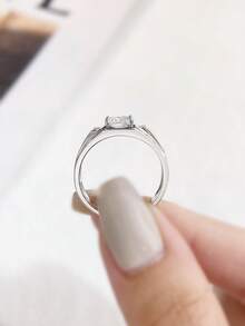 1pc Simplicity Atmosphere 1CT Moissanite Engagement Men's Rings Design D Color S925 Sterling Silver For Men Dating Wedding Ring Fine Jewelry Anniversary Gift - Bạc - Xem 3