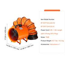 Ventilador portátil , ventilador cilíndrico resistente de 12 pulgadas con manguera de conducto de 33 pies, potente soplador de escape de taller de 585 W 3198 CFM, soplador de uso industrial para aspirar polvo, humo, humo en el hogar o en el lugar de trabajo - 12 pulgadas 585 W - Ver 7