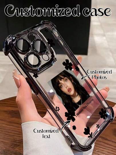 1pc Customized Phone Case, New Electroplated Four-Corner Anti-Drop TPU Phone Case, High-Definition UV Color Printing, Meets Customers' Fashion And Personalized Needs! Compatible With IPhone Air, 17 ProMax, 16e, 11/12/13/14/15/16 PROMAX, A16, Galaxy S25 Ultra, OPPO, Honor, Spark Go 2024/Infinix Smart 8, Moto G30. Can Send Couple, Family, And Life Photos For Valentine's Day, Father's Day, Easter, Etc.