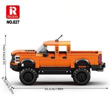 Reobrix 423PCS Pick-Up Truck Building Blocks Set, DIY Building Block, Adult Collectible Model Car Kit, Decor, ABS Material, SuperCar Themed, Movie-Inspired Decor, Suitable For Valentines Day, Christmas, Halloween And Birthday Gift - 亮橙色 - 查看 2