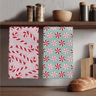 MEMNUN 2 pièces Serviettes de cuisine imprimées de cannes de Noël, 15,75 * 23,62 pouces (40 * 60 cm) Super doux et absorbant en microfibre. Serviettes à main, torchons, décoration de cuisine, décoration de Noël, cuisine, cuisson, serviettes à thé, accessoires de cuisine, lavables en machine, convient pour les restaurants, les cuisines, les fêtes de Noël et les cadeaux, toutes les saisons