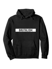Men's Minimalist Architecture Style Hoodie - Black With Bold 'BRUTALISM' Lettering - All-Season Pullover Sweatshirt - Geek Street Style Washable - Sizes S-3XL, Drawstring Design - Black - View 7