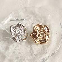 2/6/12pcs Gold & Silver All-Match 3D Rose Decoration Acrylic Buttons For Sofa, Shoes, Coat, Sweater, Suit, DIY Sewing Craft & Home Decor, Hair Accessories