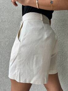 Women's Linen Shorts - Apricot - View 3