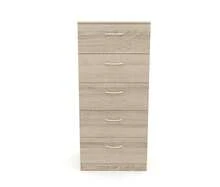 Dormidan Sinfonier de 5 cajones con guías metálicas, cómoda dormitorio, mueble auxiliar,  varios colores disponibles, tirador metálico, mueble robusto y estable, Altura 110cm. - Roble - Ver 3