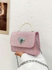 1pc Stylish And Sweet Love Lock Mini Pearl Handbag, Niche Design High-Value Chain Shoulder Crossbody Coin Lipstick Bag, Suitable For Shopping, Daily Life, Travel, Fashionable And Literary Style, A Variety Of Colors To Choose From, A Must-Have Fashion Item When - Love Handbag - View 10